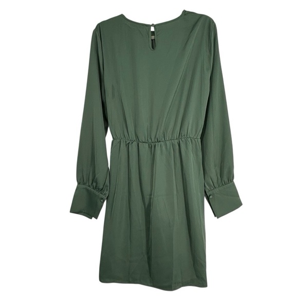 PRETTYGARDEN Green Satin Wrap Tie Waist Mini Dress XL NWT Long Sleeve - Picture 7 of 10